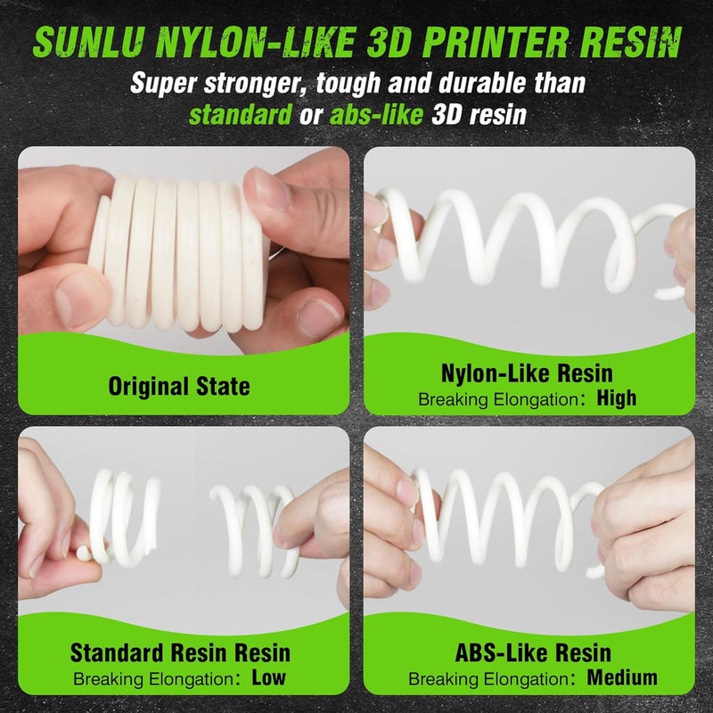 Sunlu 3D Printer Resin 2KG, Strong Durable Nylon Like 3D Resin for LCD DLP SLA Resin 3D Printers,395-405nm UV Light Curing 3D Printing Liquid Photopolymer Resin,Good for Functional Parts, 2000g, White - Image 2